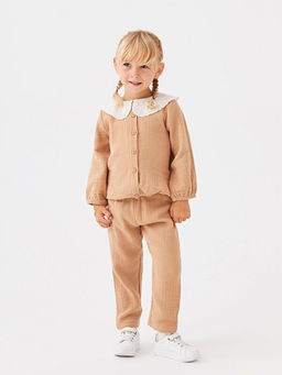 Bebe Yaka Uzun Kollu Pamuklu K?z Bebek Bluz ve Pantolon 2li Tak?m - Waikiki фото 2
