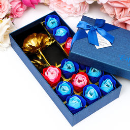 Мыльные розы, красные и синие + золотая роза, набор 12 шт.