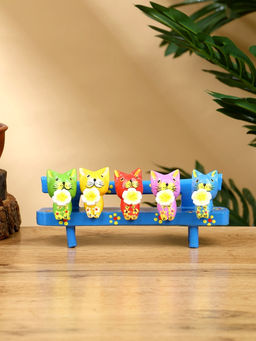 Сувенир «Котята на скамейке», 19×8×6 см, дерево, голубой