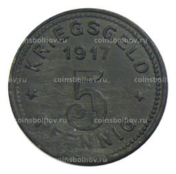 Монета 5 пфеннигов 1917 года Германия Нотгельд Виттен