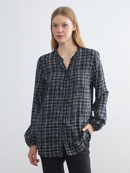 Ka??k Yaka Desenli Kad?n G?mlek