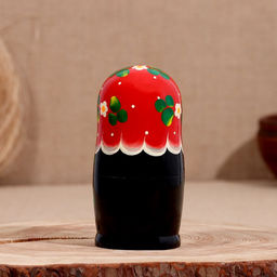 Матрёшка дерево «Весела», красная голова, низ чёрный, 5-кукольная, 14 см