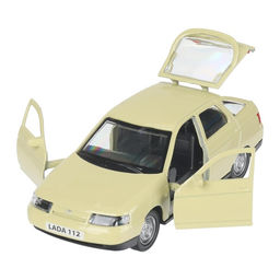Машина металл Ваз-2112 12 см, двери, багаж, беж, коробка