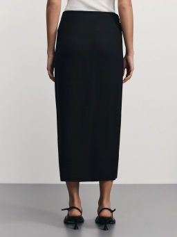 Юбка миди с разрезом и пряжкой из вискозы / Zarina  фото 5