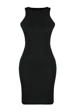 Siyah Fitilli Kollar? Volanl? Bodycone/Vucuda Oturan Esnek Mini Orme Kalem Elbise TWOSS23EL00303