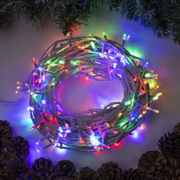 Гирлянда Нить 20 м, IP20, белая нить, 200 LED, свечение мульти, 8 режимов, 220 В