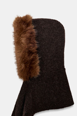 FAUX FUR SCARF HOOD - Zara фото 4