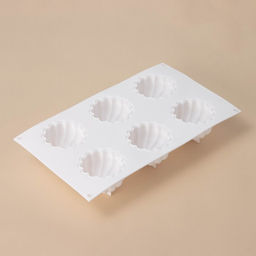 Форма для муссовых десертов и выпечки Доляна Взбитые сливки, 29?17?5 см, 6 ячеек (d=6,5 см), цвет белый  фото 4