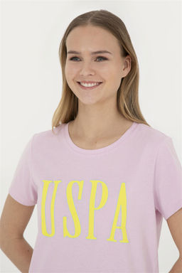 Женская розовая футболка с круглым вырезом