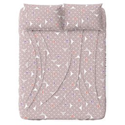 Простыня на резинке 2-х спальная Треугольники, мокко 140х200см, свесы 27см, бязь Комфорт 121г/м2, хлопок 100%, упаковка классическая ПВХ 28х41см, Домашняя мода (Россия)