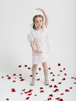 Платье для девочки на пуговицах, белый/цветочек - Lesi kids фото 6