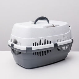 Переноска для животных до 9 кг Пижон, металлическая дверь, 43 х 29 х 27,5 см, бело-серая  фото 3