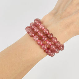 Бусины для украшений из Клубничного кварца (46 бусин) 39 см