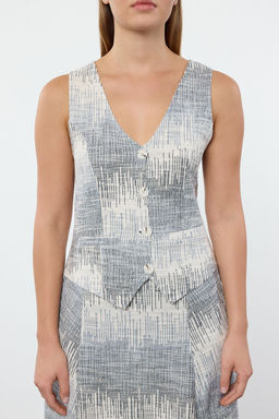 Trendyolmilla Cok Renkli Regular Tuvit Fitted/Vucuda Oturan Kolsuz Yelek TWOAW25YE00065