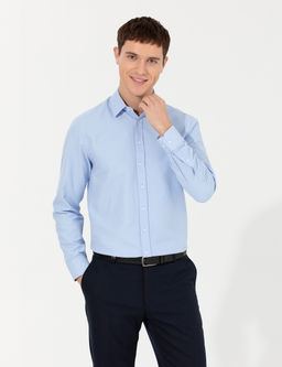 Koyu Mavi Slim Fit Oxford G_mlek