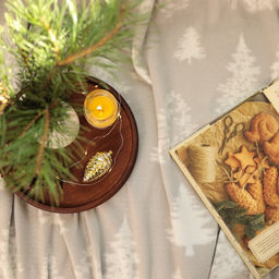 Плед флисовый новогодний Экономь и Я. Ёлочки, 150?130 см, пл.160 г/м?