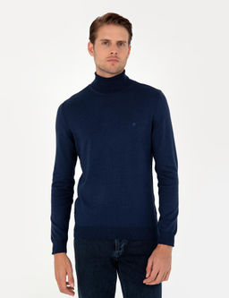 A__k Lacivert Slim Fit Bal_k__ Yaka Basic Triko Kazak - Pierre cardin фото 3
