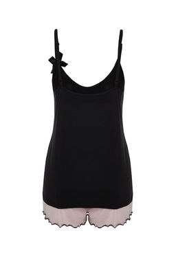 Trendyolmilla Mavi Cicekli Kurdele/Fiyonklu Ip Ask?l? Sortlu Orme Pijama Tak?m? THMSS24PT00320  фото 13