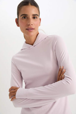 DeFactoFit Облегающая футболка с капюшоном и длинными рукавами для спортсменов  фото 4