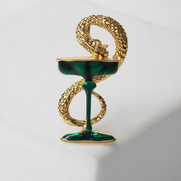 Брошь «Змея в геральдике» извивающаяся, цвет зелёный в золоте
