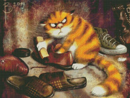 Вышивка крестиком 40х50см, Сердитый котик