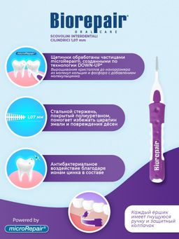 Конические межзубные ершики 1,07мм Biorepair Scovolini Interdentali Conici 1,07 mm / /Биорепеар  фото 2