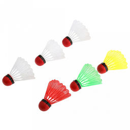 Волан для бадминтона 8см, набор 6 штук, юбка - ПВХ, цвета в ассортименте, голова - пенопласт, цвет - красный, в п/эт пакете на картоне (Китай)