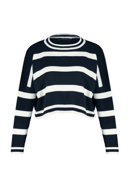 Lacivert Crop Cizgili Triko Kazak TWOAW23KZ00205