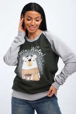 Лонгслив женский из футера Гамми хаки