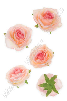 Головки цветов "Роза" 9 см (5 шт) SF-7874, розовый/персиковый