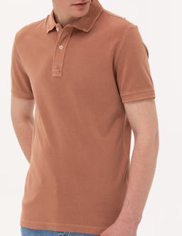 Kahverengi Slim Fit Polo Yaka Ti__rt