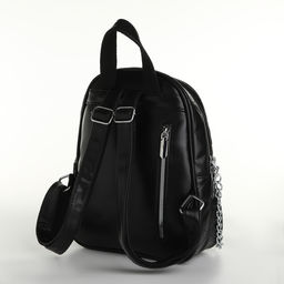 Рюкзак женский на молнии, с карманами, размер 24×12×30 см, чёрный