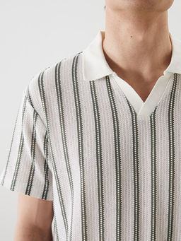 Polo Yaka ?izgili Erkek Dokulu Ti??rt