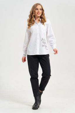 рубашка из тонкого хлопка в стиле OVERSIZE    с кокеткой на спине - А+б коллекция фото 5