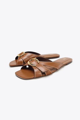 CROSSOVER SANDALS WITH METAL DETAIL - Zara фото 4