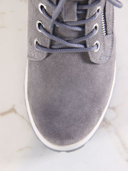 Ботинки 261.uno9gr.Серый замок замша+бежевый/байка