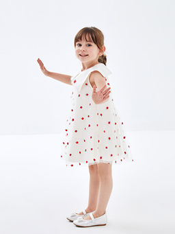 Bebe Yaka Kolsuz Bask?l? K?z Bebek Elbise