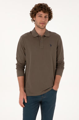Erkek Vizon Basic Sweatshirt Sepette S_rpriz _ndirim