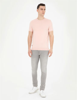 A__k Pembe Slim Fit Bisiklet Yaka Triko Ti__rt