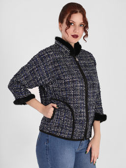 Жакет с меховой отделкой - Almond фото 2