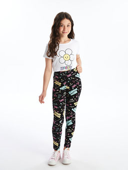 Beli Lastikli Bask?l? K?z ?ocuk Tayt - Waikiki фото 4