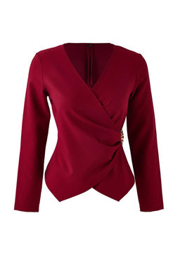 Bordo Kruvaze Toka Detayl? Dokuma Bluz TWOAW26BZ00142