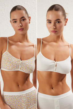 TRENDYOLMILLA Cok Renkli 2li Paket Pamuklu Cicekli Balensiz Kaps?z Bralette Orme Sutyen THMSS25SU00028  фото 2