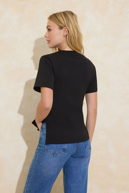 Siyah Regular/Normal Kal?p K?sa Kollu %100 Pamuk Buzgu Detayl? Orme Bluz TWOSS26BZ00009 - Trendyolmilla фото 4