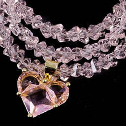 Бусы с сердечком чокер граненные из искуственного Хрусталя розовые