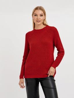 джемпер женский хлопковый в красном цвете с рукавом реглан