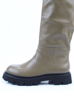 02-E39B-53JN GREEN Сапоги демисезонные женские (натуральная кожа)