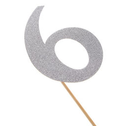 Цена за 6 шт. Топпер в торт 6, цвет серебро - Страна карнавалия фото 2