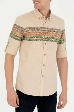 Мужская бежевая рубашка с длинным рукавом - U.s. polo assn фото 13