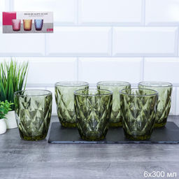 Стакан 6 штук 300 мл низкий / KF-032-1 /уп 8/ зеленый - Галеонтрейд фото 4